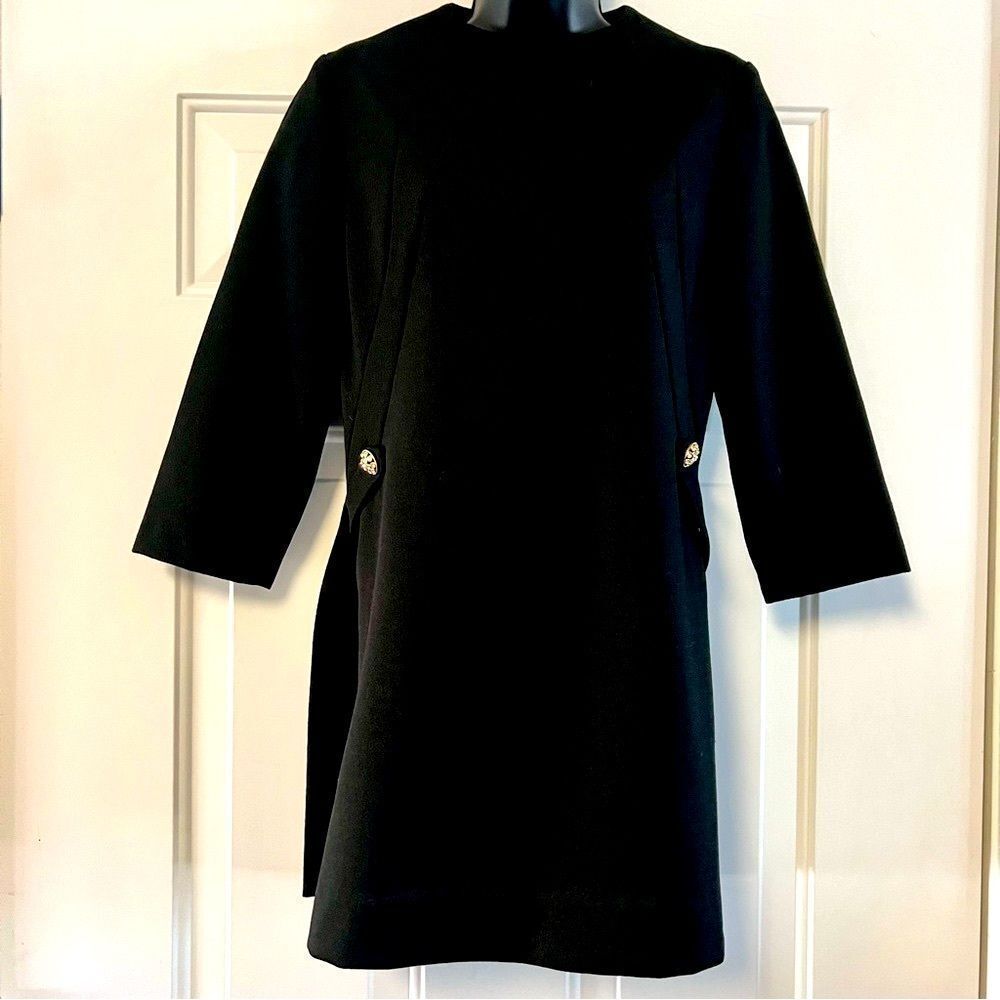 60s VTG Mod Krest Leisure Polyester Round Neck Evening Jeweled Split Hem Tunic S
